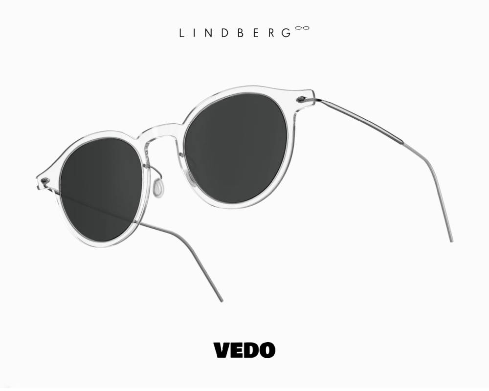 LINDBERG Sun NOW Titanium 8347 Round Sunglasses vedosunglasses chrystal and grey lenses