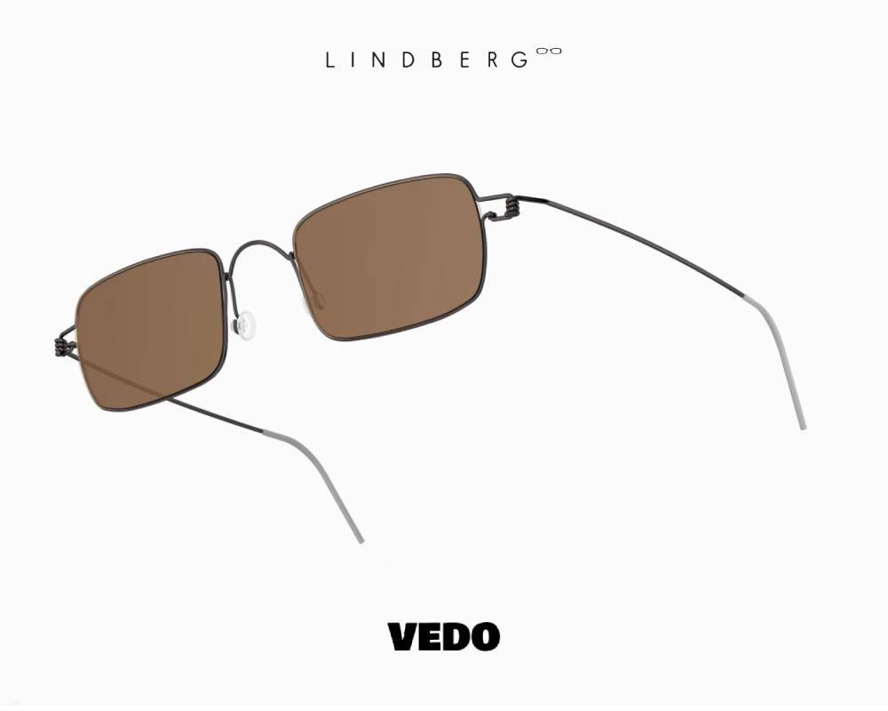 LINDBERG Sun Titanium 8220 Rectangular Sunglasses black vedosunglasses brown lenses