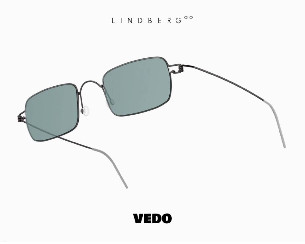 LINDBERG Sun Titanium 8220 Rectangular Sunglasses black vedosunglasses light blue lenses