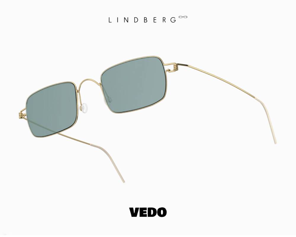 LINDBERG Sun Titanium 8220 Rectangular Sunglasses gold vedosunglasses light blue lenses