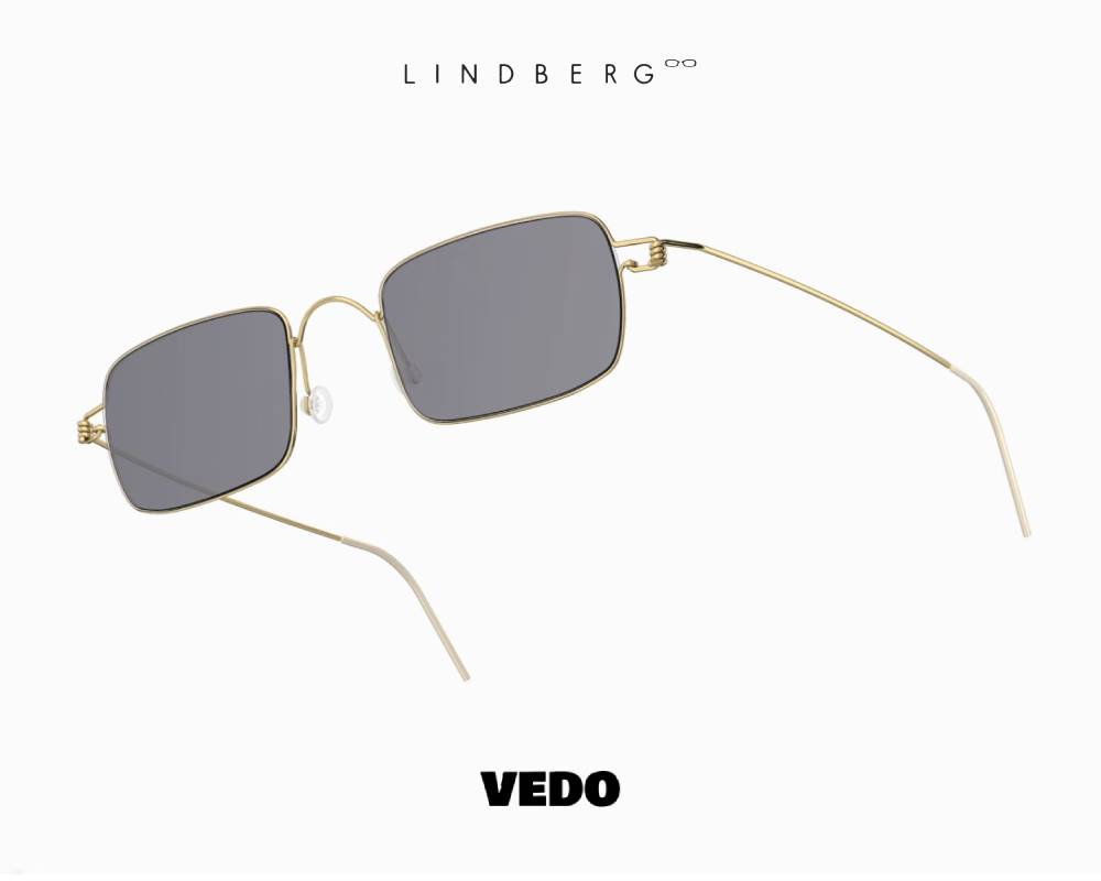LINDBERG Sun Titanium 8220 Rectangular Sunglasses gold vedosunglasses lavender lenses
