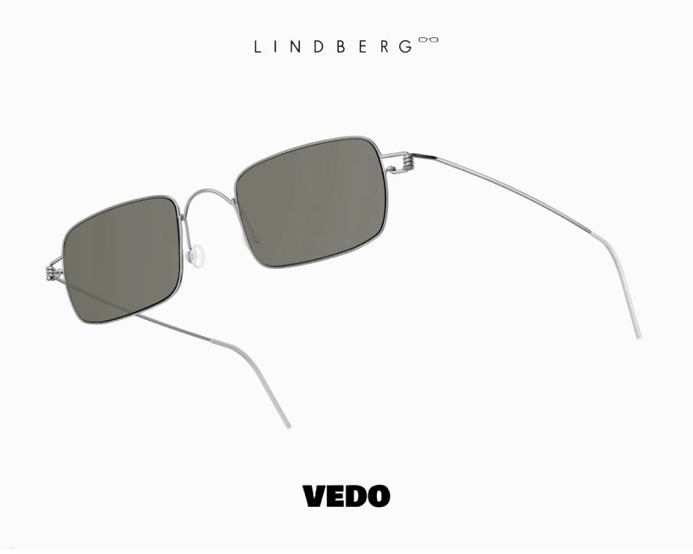 LINDBERG Sun Titanium 8220 Rectangular Sunglasses silver vedosunglasses grey lenses