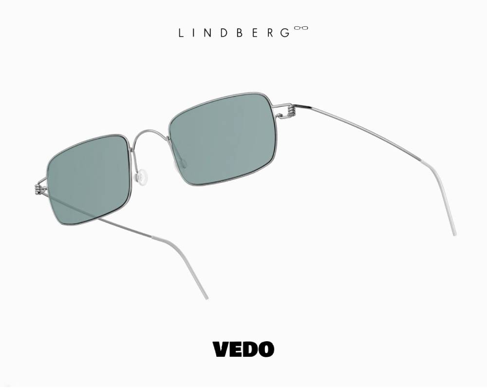LINDBERG Sun Titanium 8220 Rectangular Sunglasses silver vedosunglasses light blue lenses