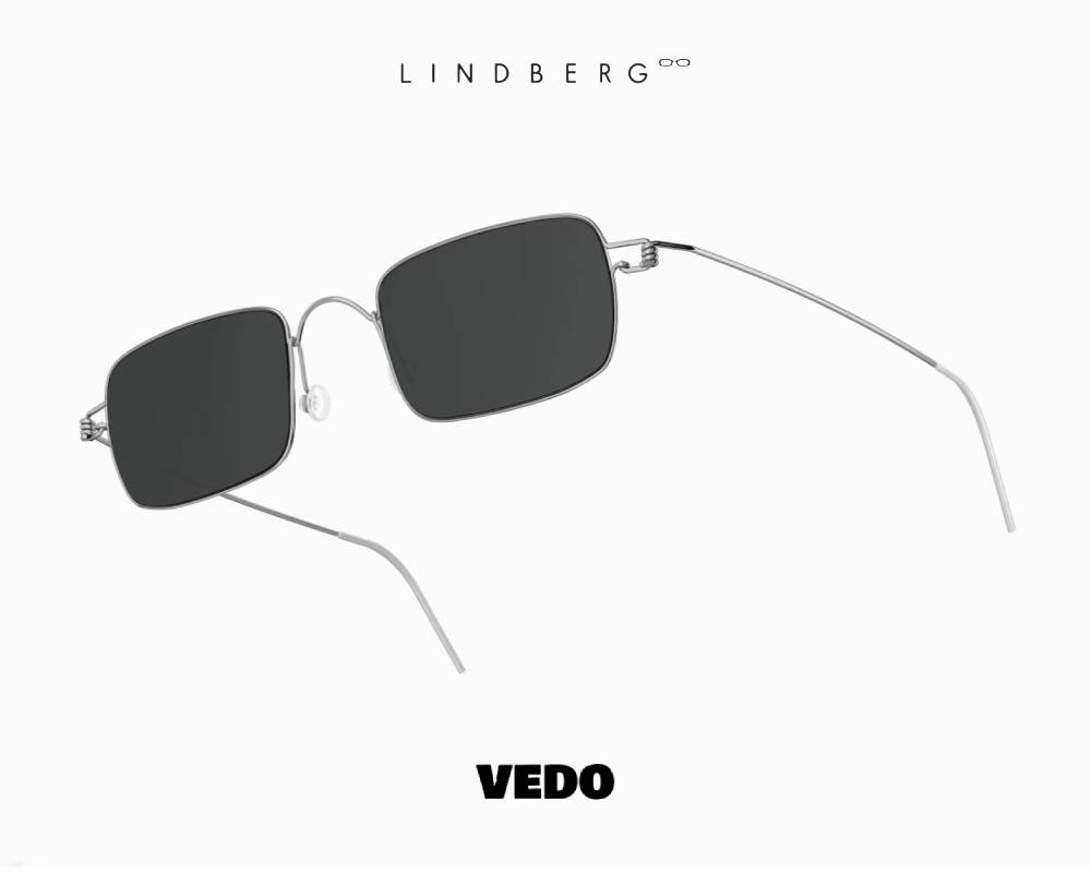 LINDBERG Sun Titanium 8220 Rectangular Sunglasses silver vedosunglasses black lenses