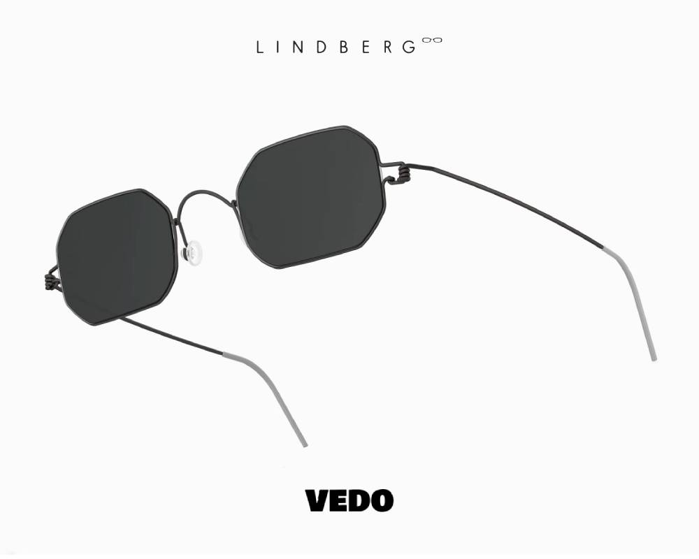 LINDBERG Sun Titanium 8223 Hexagonal Sunglasses black vedosunglasses.com black lenses
