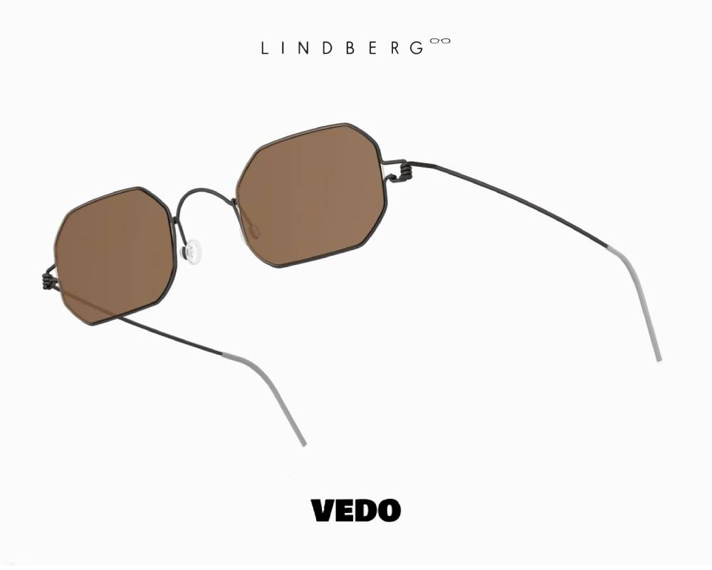 LINDBERG Sun Titanium 8223 Hexagonal Sunglasses black vedosunglasses.com brown lenses