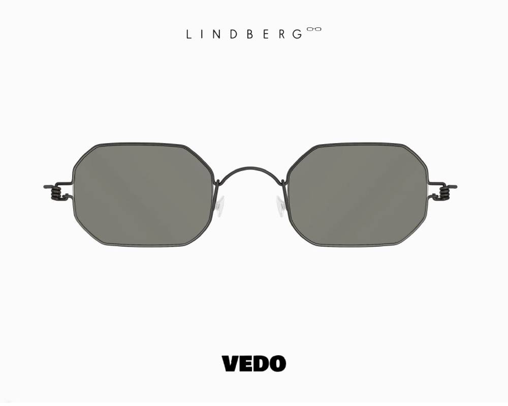 LINDBERG Sun Titanium 8223 Hexagonal Sunglasses black vedosunglasses.com gray lenses