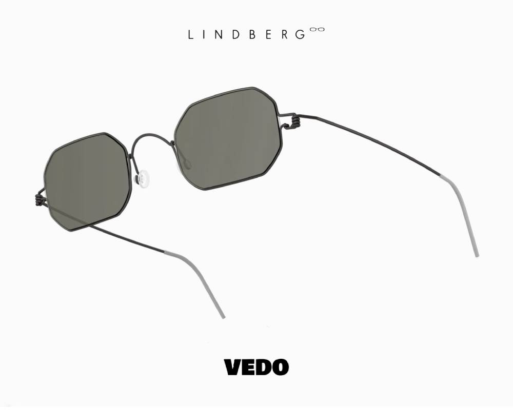 LINDBERG Sun Titanium 8223 Hexagonal Sunglasses black vedosunglasses.com grey lenses