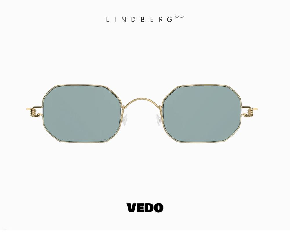 LINDBERG Sun Titanium 8223 Hexagonal Sunglasses gold vedosunglasses.com blue lenses