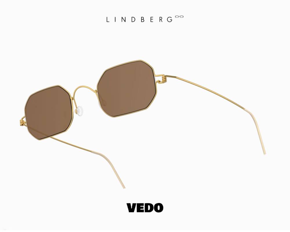 LINDBERG Sun Titanium 8223 Hexagonal Sunglasses gold vedosunglasses.com brown lenses