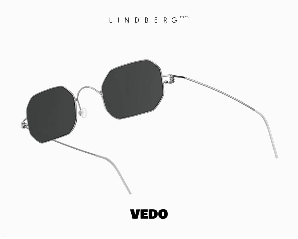 LINDBERG Sun Titanium 8223 Hexagonal Sunglasses silver vedosunglasses.com black lenses