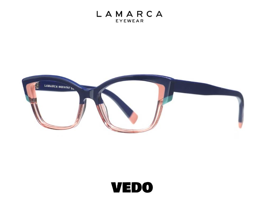 Lamarca Fusioni 170 Narrow Cat-Eye Eyeglasses vedosunglasses.com blue rose transparent