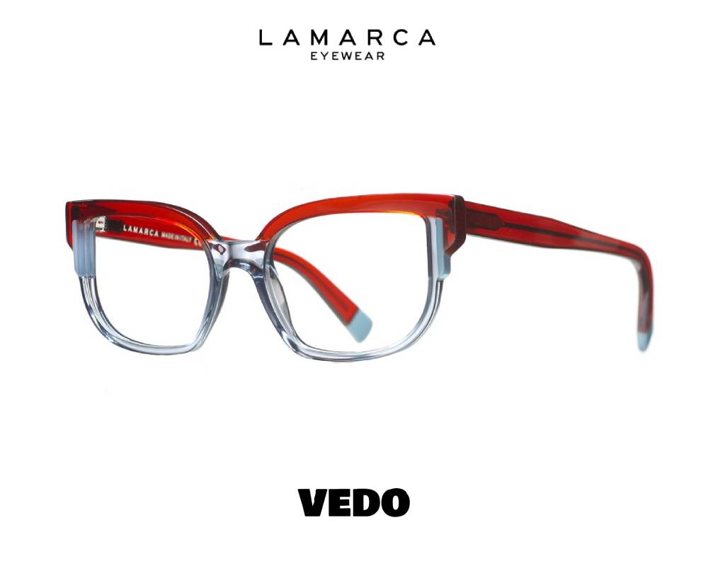 Lamarca Fusioni 172 Soft Round Cat-Eye Eyeglasses vedosunglasses.com red and light blue
