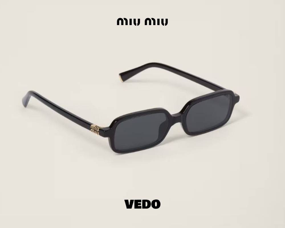 MIU MIU 11ZS – Small Rectangular Sunglasses black vedosunglasses