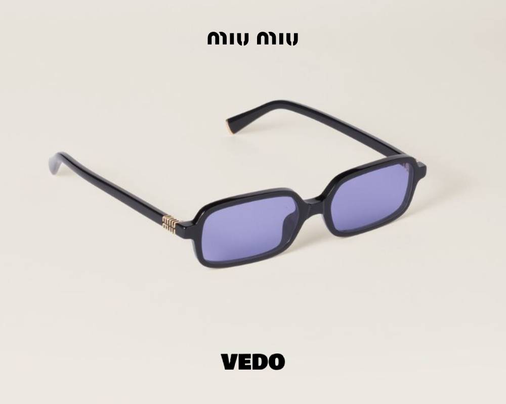 MIU MIU 11ZS – Small Rectangular Sunglasses moka blue lenses vedosunglasses