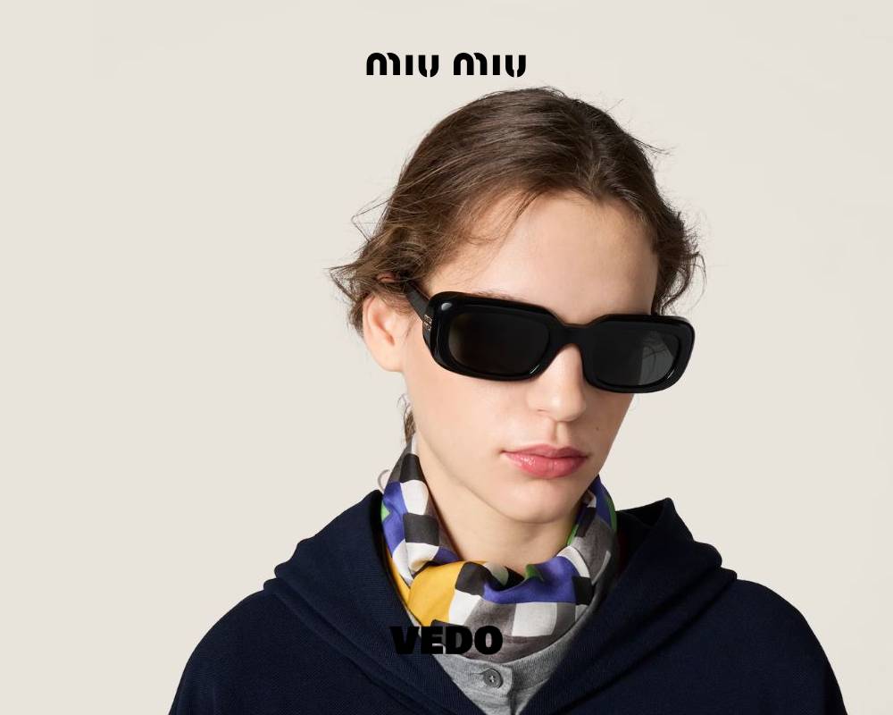 Miu Miu B13 Rêverie Rectangular Feminine Sunglasses vedosunglasses.com black