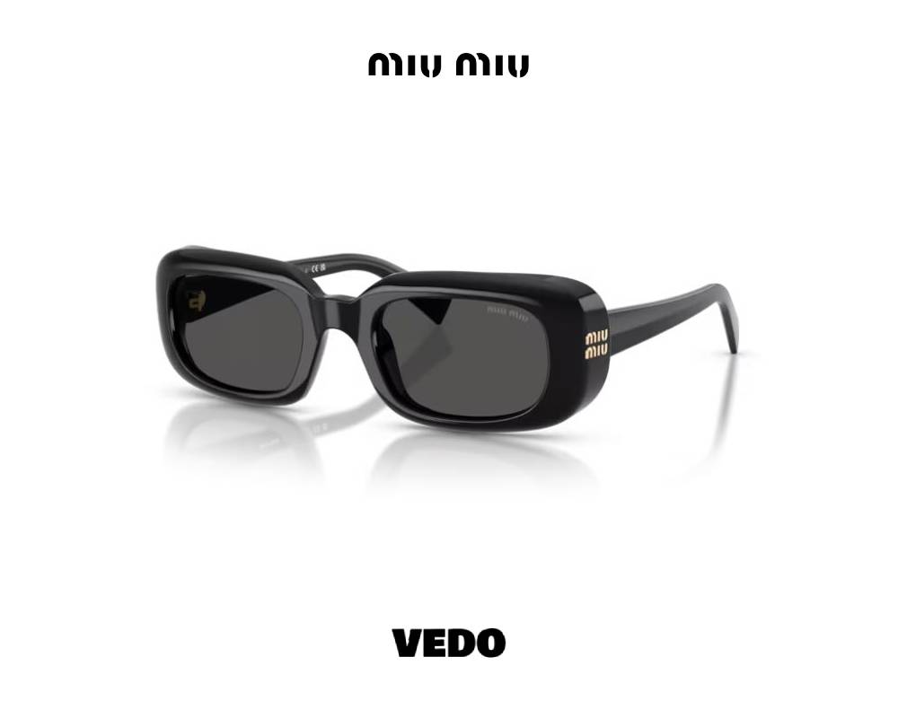 Miu Miu B13 Rêverie Rectangular Feminine Sunglasses vedosunglasses.com black