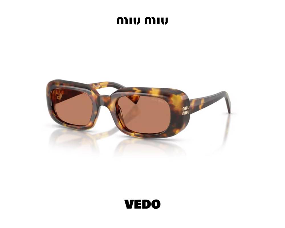 Miu Miu B13 Rêverie Rectangular Feminine Sunglasses vedosunglasses.com brown havana honey