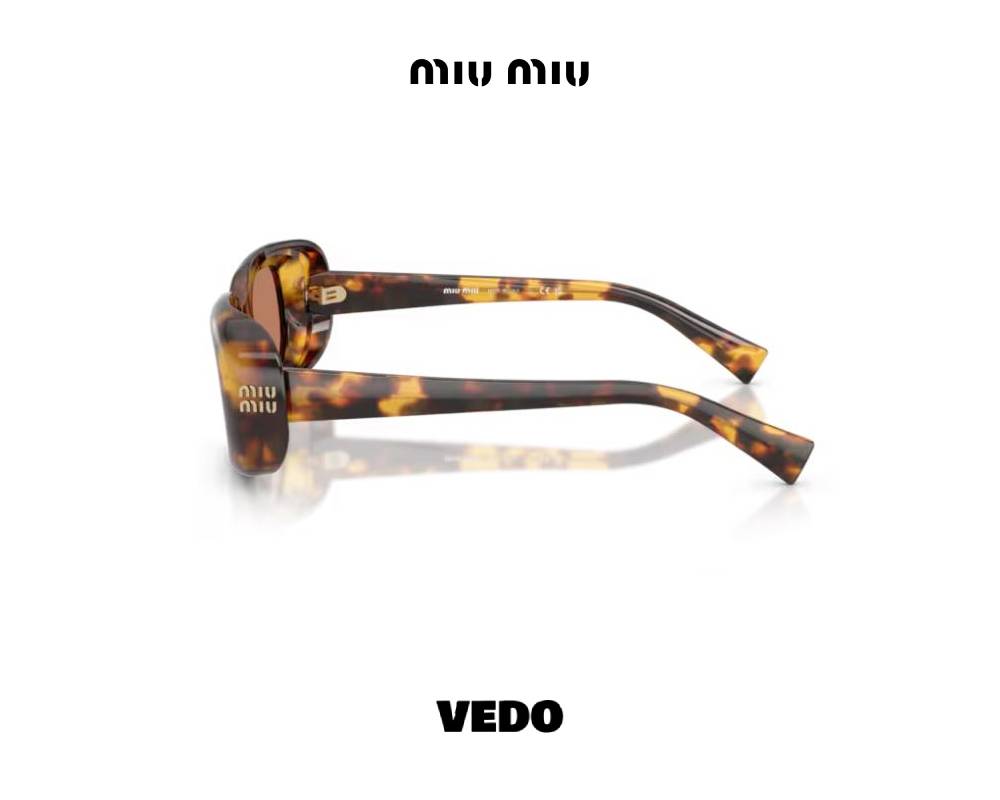 Miu Miu B13 Rêverie Rectangular Feminine Sunglasses vedosunglasses.com brown havana honey