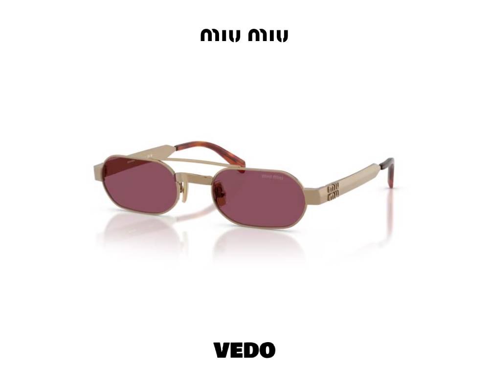Miu Miu B52 Geometric Double Bridge Metal Sunglasses vedosunglasses.com brass