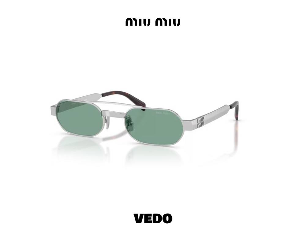 Miu Miu B52 Geometric Double Bridge Metal Sunglasses vedosunglasses.com silver