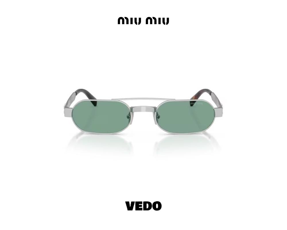 Miu Miu B52 Geometric Double Bridge Metal Sunglasses vedosunglasses.com silver