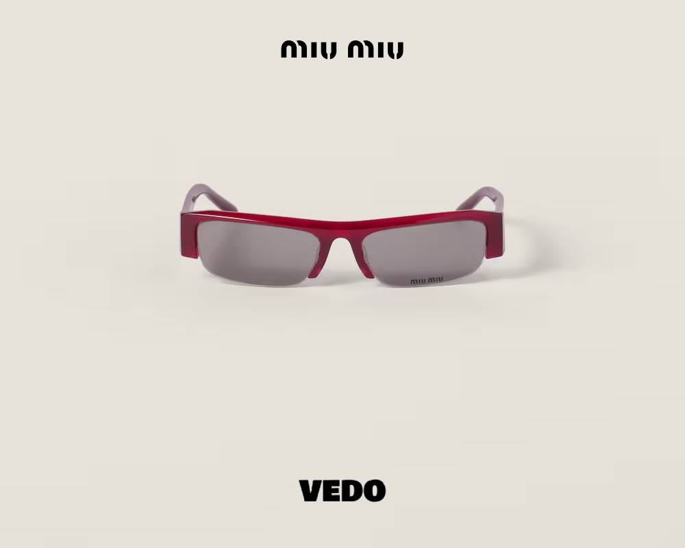 Narrow rectanglular MIUMIU Vedette B07 sunglasses burgundy