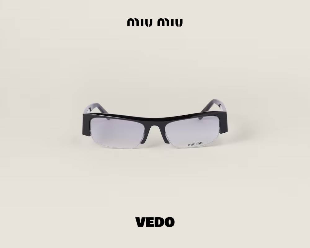 Narrow rectanglular MIUMIU Vedette B07 sunglasses black