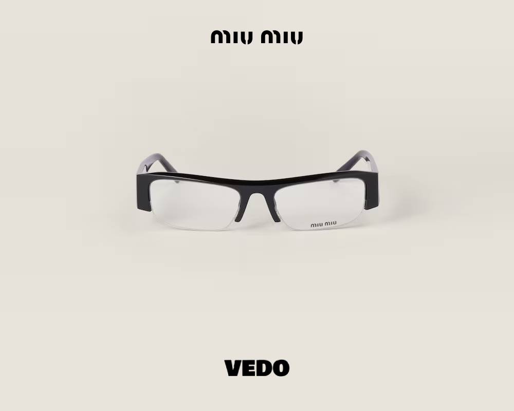 Narrow rectanglular MIUMIU Vedette B07 sunglasses black optical