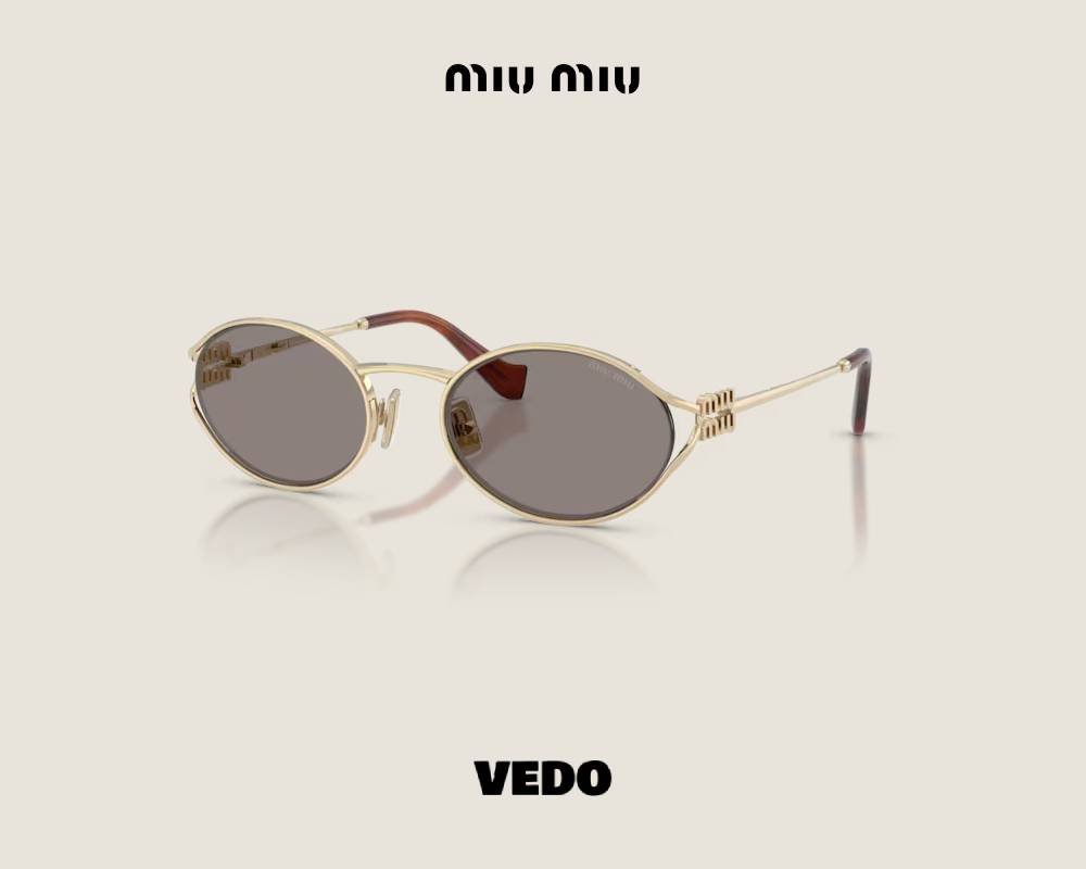 Oval Miu Miu SMU 52Y Metal Sunglasses  gold grey 
