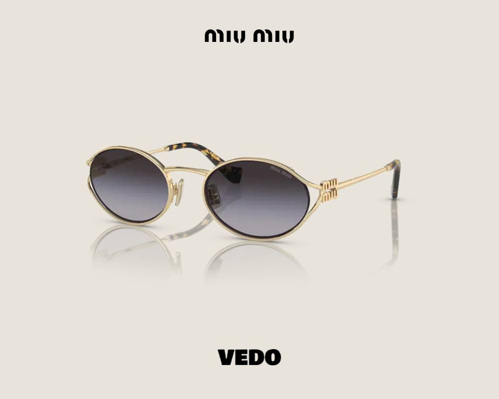 Oval Miu Miu SMU 52Y Metal Sunglasses  gold grey gradient