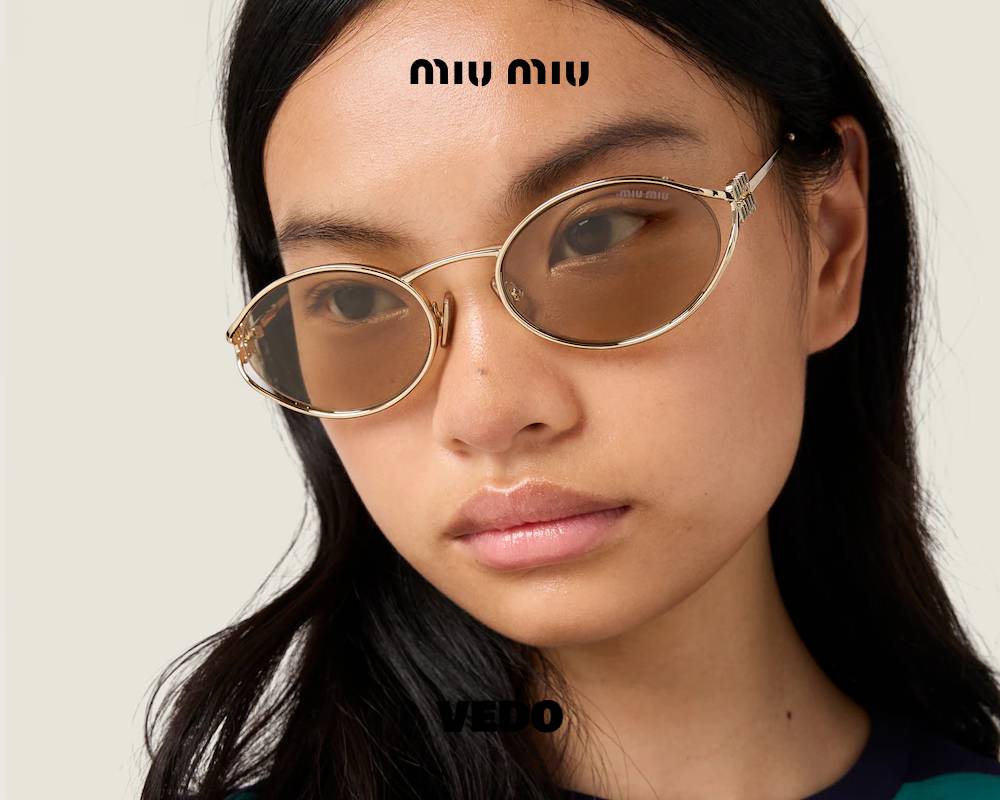 Oval Miu Miu SMU 52Y Metal Sunglasses  gold light brown