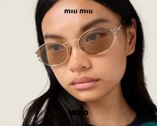 Oval Miu Miu SMU 52Y Metal Sunglasses  gold light brown