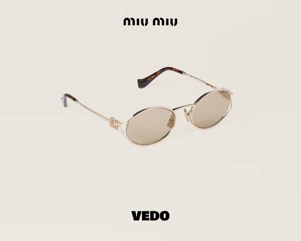 Oval Miu Miu SMU 52Y Metal Sunglasses  gold light brown