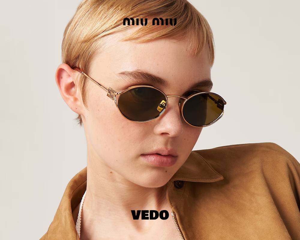 Oval Miu Miu SMU 52Y Metal Sunglasses  gold brown