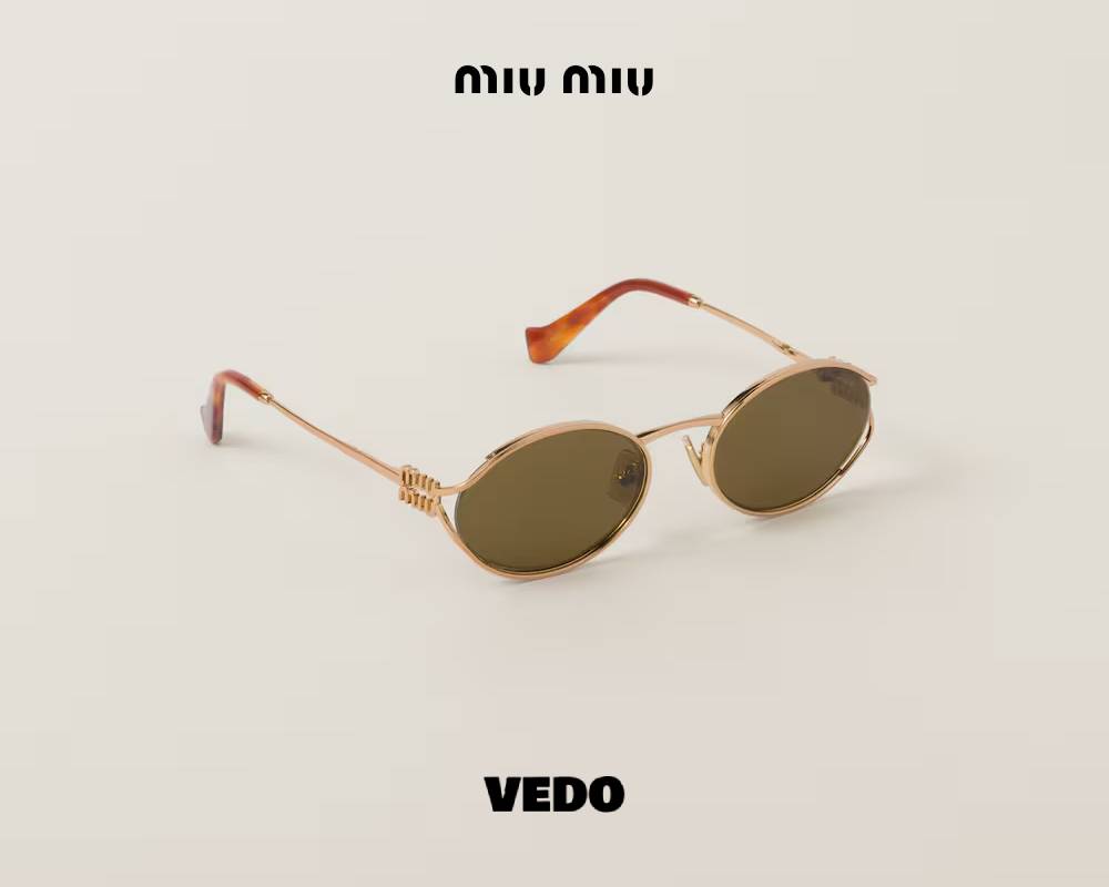 Oval Miu Miu SMU 52Y Metal Sunglasses  gold brown