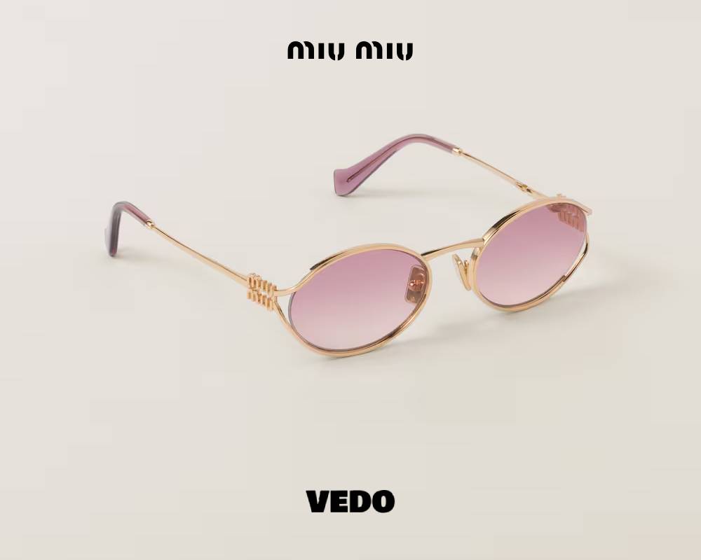 Oval Miu Miu SMU 52Y Metal Sunglasses  gold pink gradient