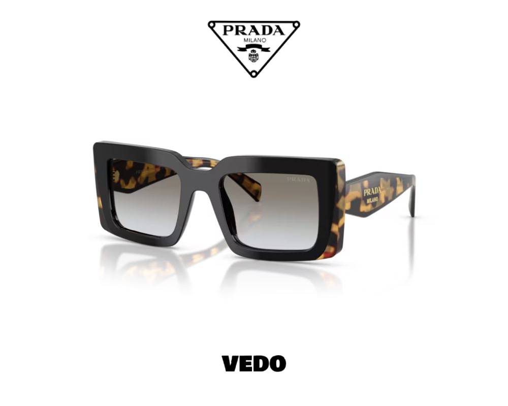 Prada D01S Oversized Rectangular Acetate Sunglasses black tortoise vedosunglasses.com