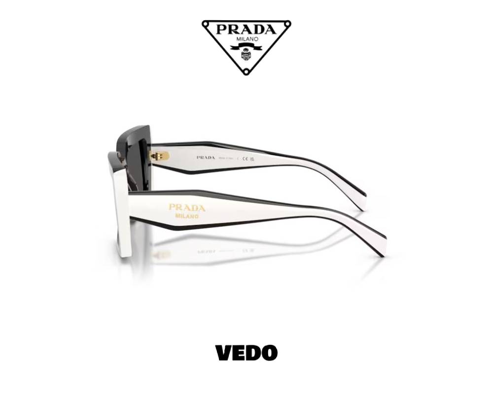 Prada D01S Oversized Rectangular Acetate Sunglasses black white vedosunglasses.com