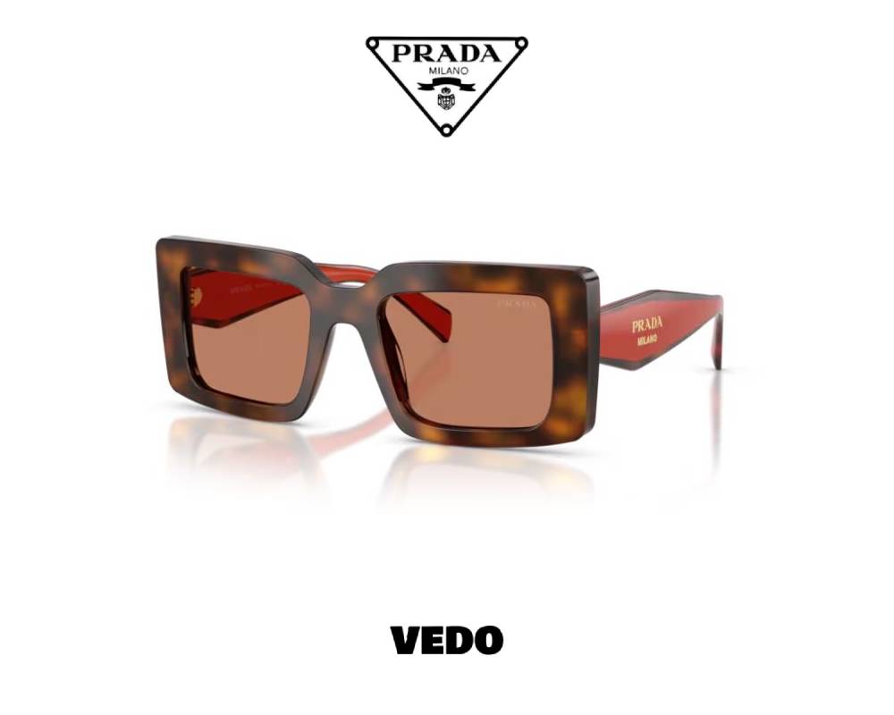 Prada D01S Oversized Rectangular Acetate Sunglasses brown orange vedosunglasses.com