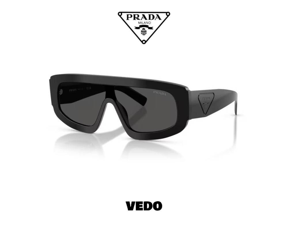 Prada D10S Aviator Wraparound Sunglasses black