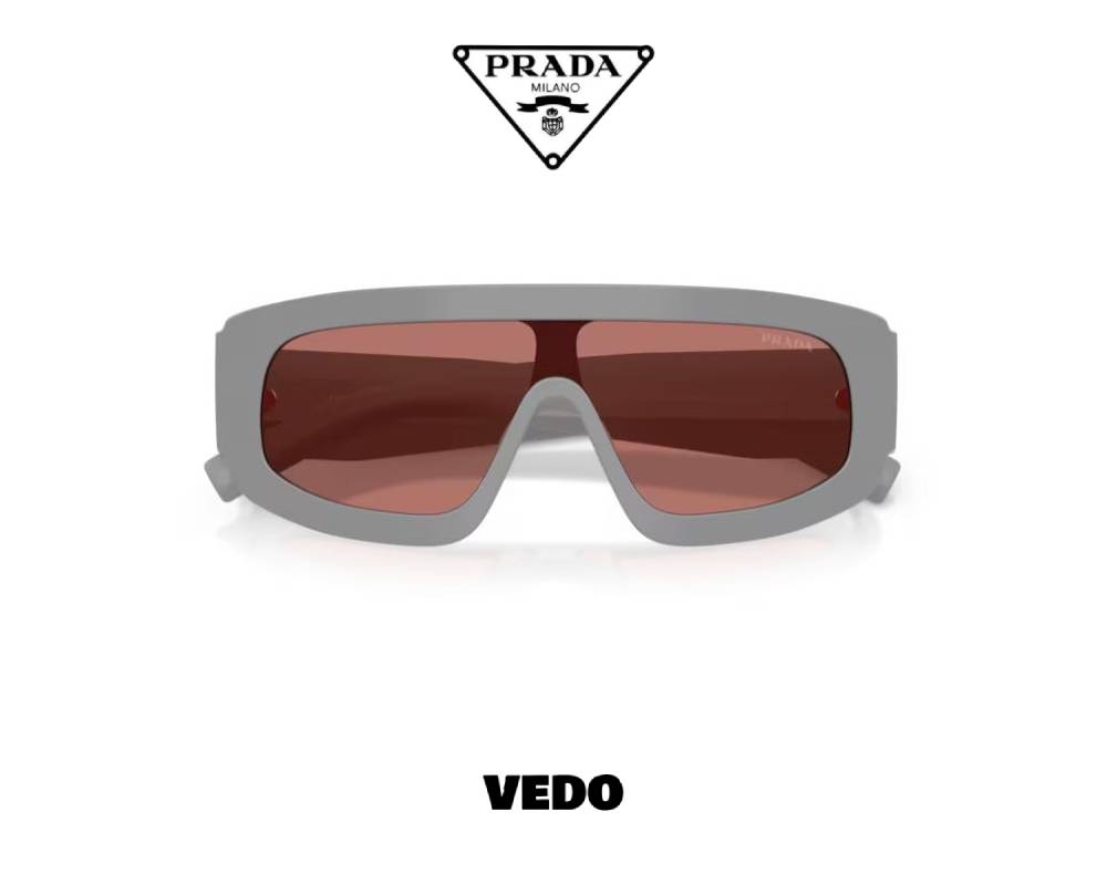 Prada D10S Aviator Wraparound Sunglasses cement grey