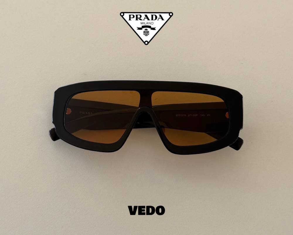 Prada D10S Aviator Wraparound Sunglasses cigar brown orange lenses