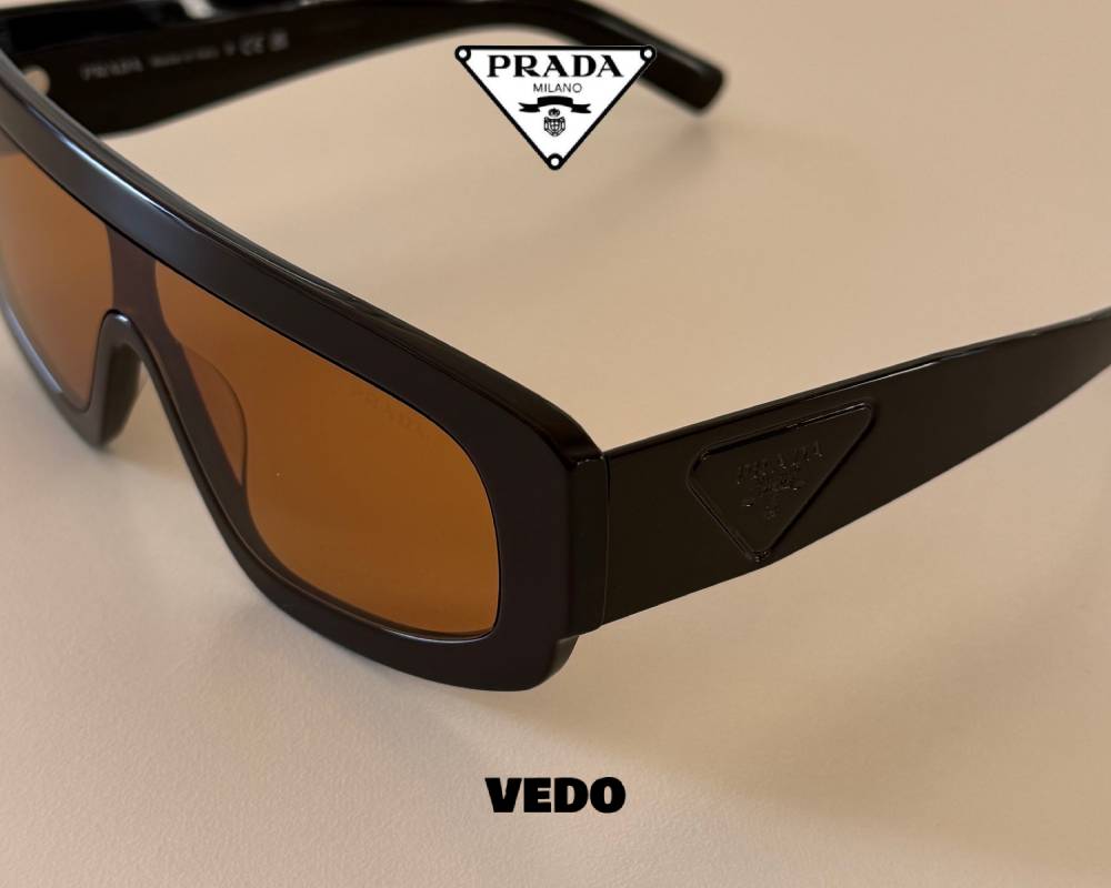 Prada D10S Aviator Wraparound Sunglasses cigar brown
