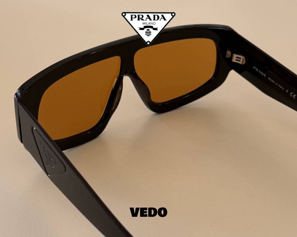 Prada D10S Aviator Wraparound Sunglasses cigar brown orange lenses