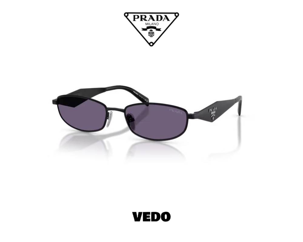 Prada D51S Narrow Oval Metal Sunglasses vedosunglasses.com black