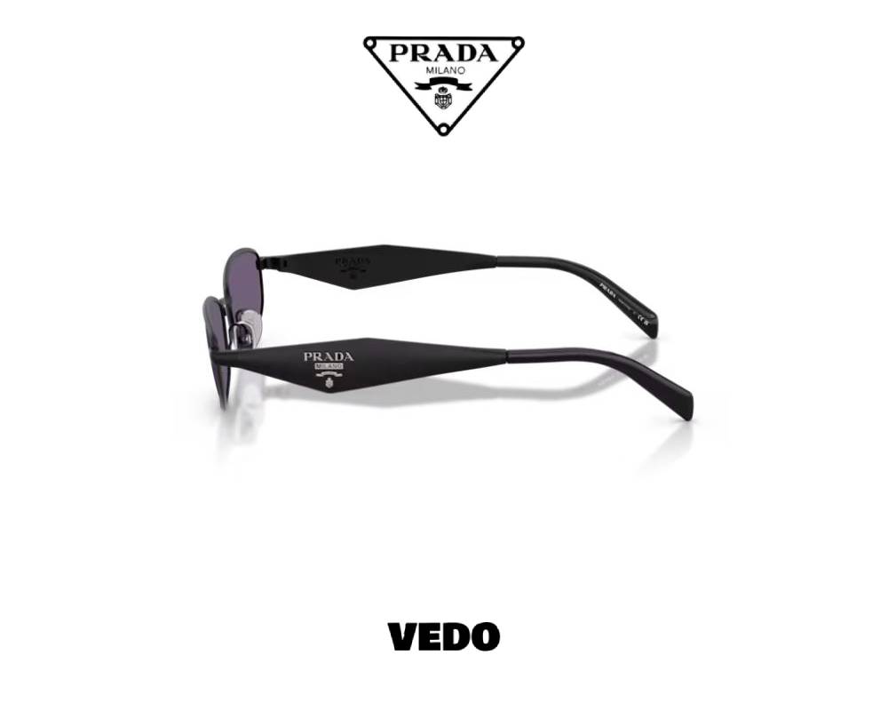 Prada D51S Narrow Oval Metal Sunglasses vedosunglasses.com black