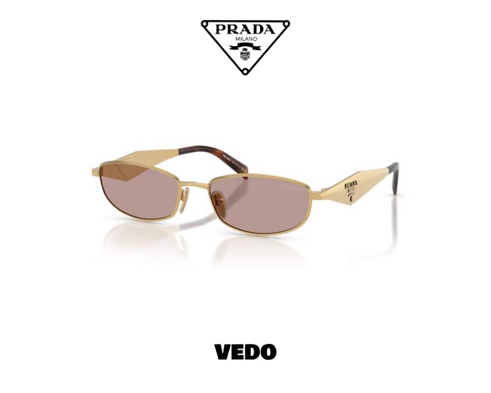 Prada D51S Narrow Oval Metal Sunglasses gold