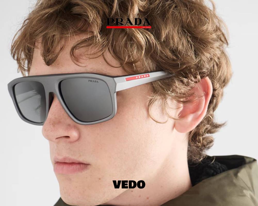 Prada Linea Rossa B02 Bold Rectangular Sport vedoSunglasses.com metallic grey 