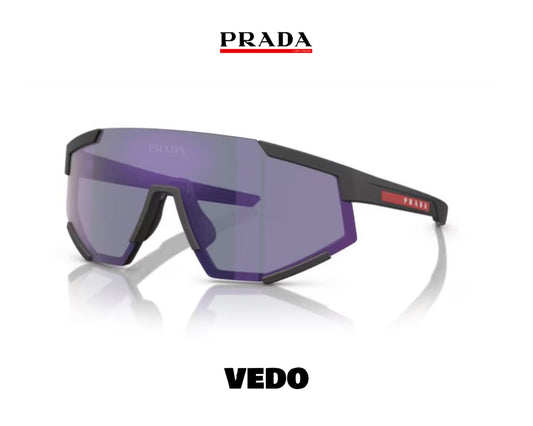 Prada Linea Rossa PS 04WS wraparound sunglasses vedosunglasses.com blue violet mirror